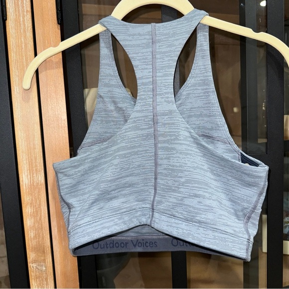 Outdoor Voices Sports Bra tank TechSweat Crop Top high neck heather racerback - Picture 3 of 4